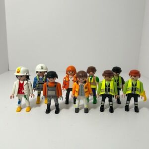 Playmobil Figure Lot 9pc City Action Rescue Firefighter Construction Painter